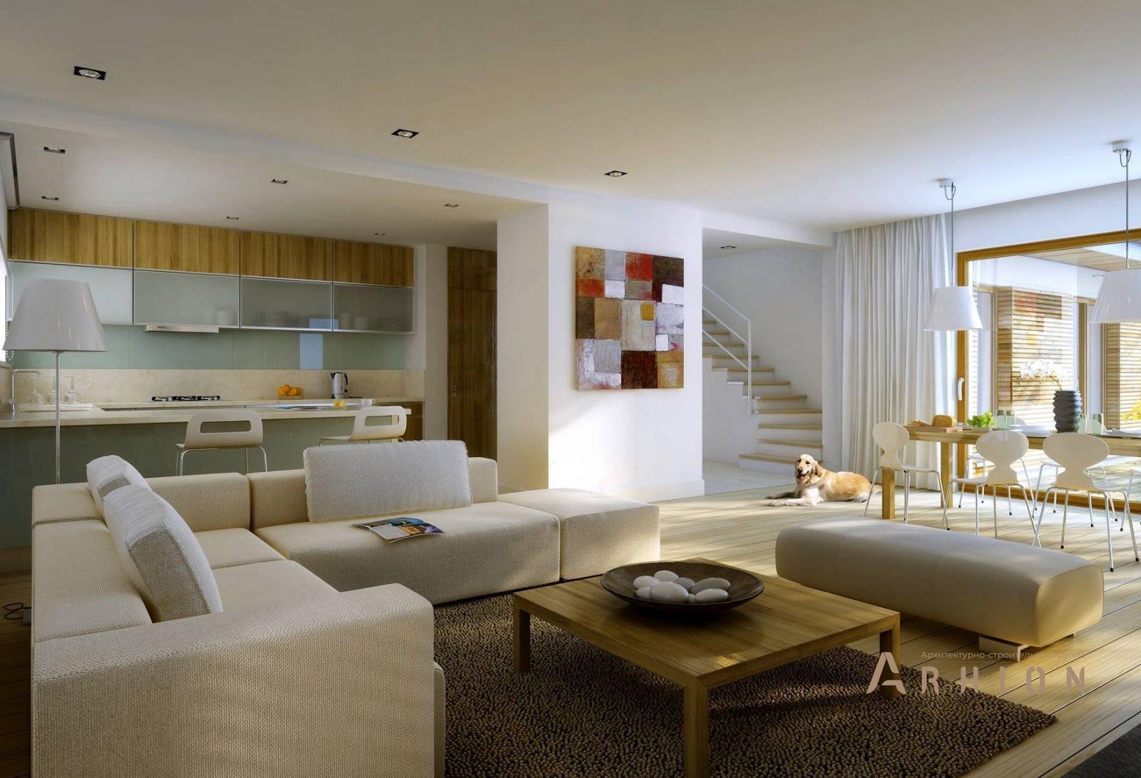 5. Проект одноэтажного дома в современном стиле с плоской кровлей , BY-3, площадью - 164 кв c мансардой, гаражом